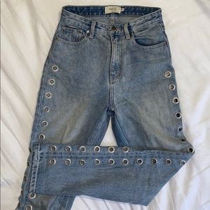 MINKPINK Youth Eyelet Scando Jean in Vintage Blue